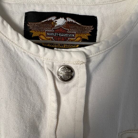 Harley-Davidson White Button Up Long Sleeve Shirt Jacket Women's Size M - Picture 3 of 15